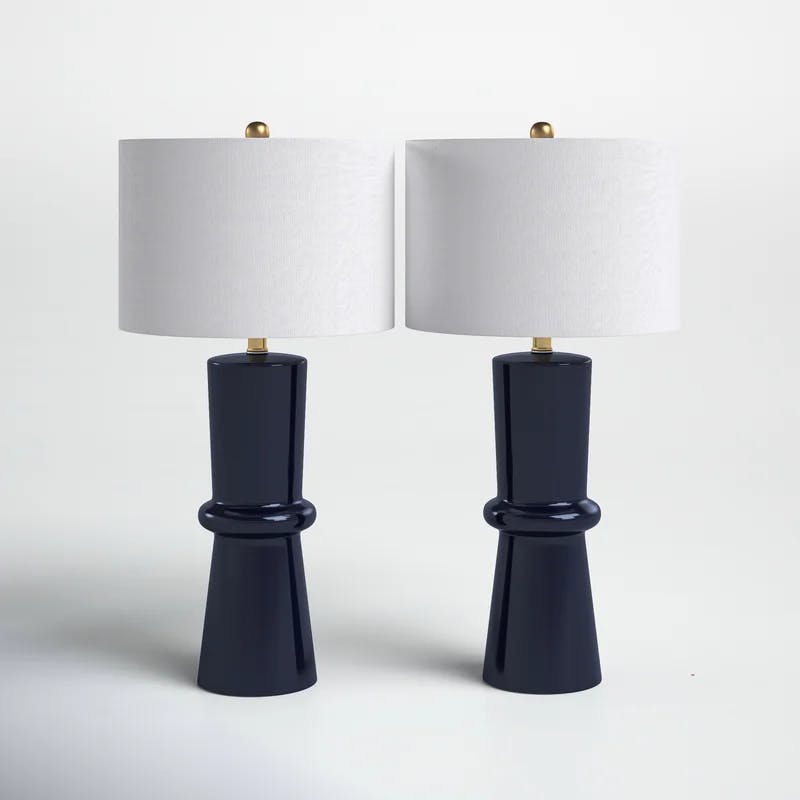 Eleanor Navy Blue Ceramic Table Lamp Set, 24" Height