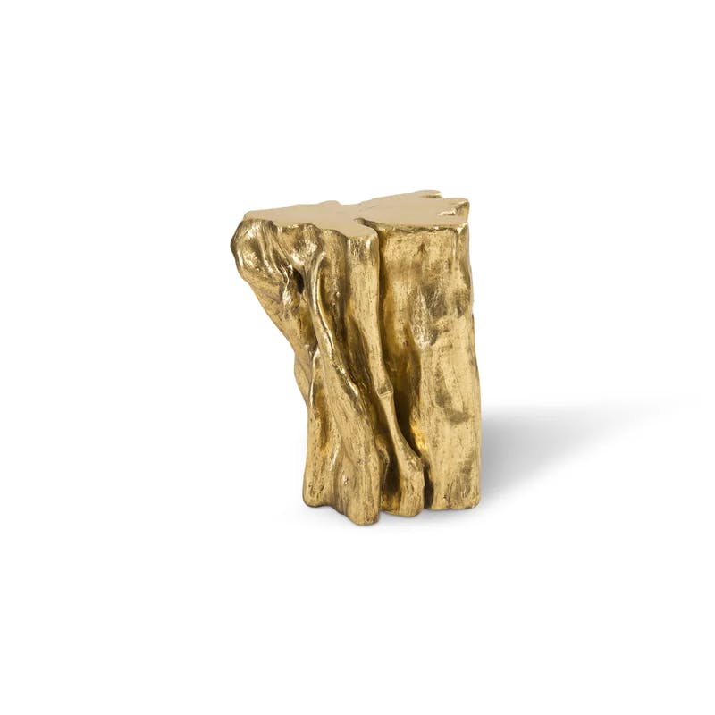 Transitional Gold Leaf Copse Small Stool, 15"x11"x18"
