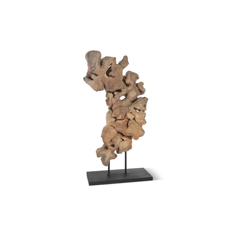 Pipal Wood Modern Organic Sculpture in Black/Brown