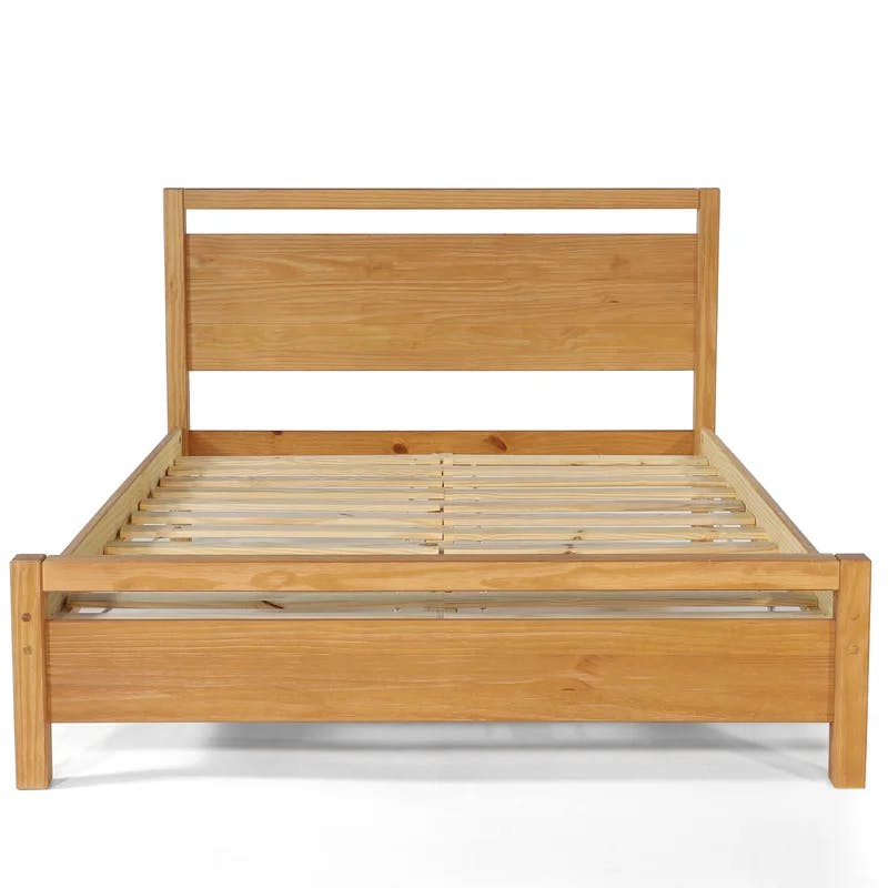 Loft Pine Wood King Platform Bed with Sturdy Slats