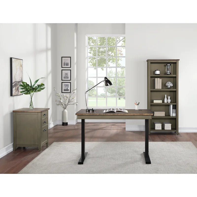 Fairmont Sage Green Adjustable Height Home Office Desk with Drawer