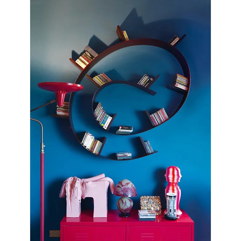Long Matte Aluminum Spiral Bookworm Shelf by Ron Arad