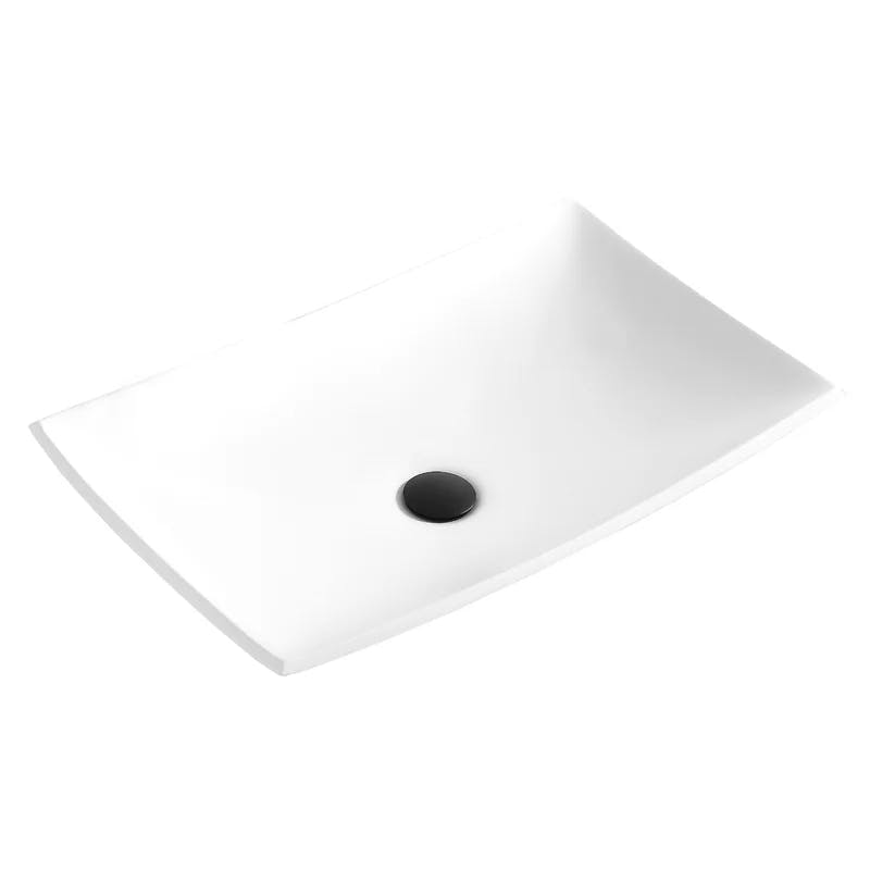 Quattro Matte White 25'' Acrylic Rectangular Vessel Bathroom Sink