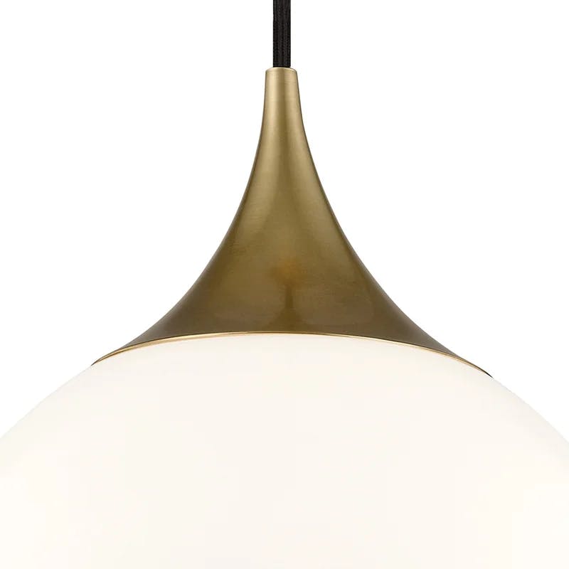 Elegant Aged Brass Mini Pendant with Opal Glass Shade
