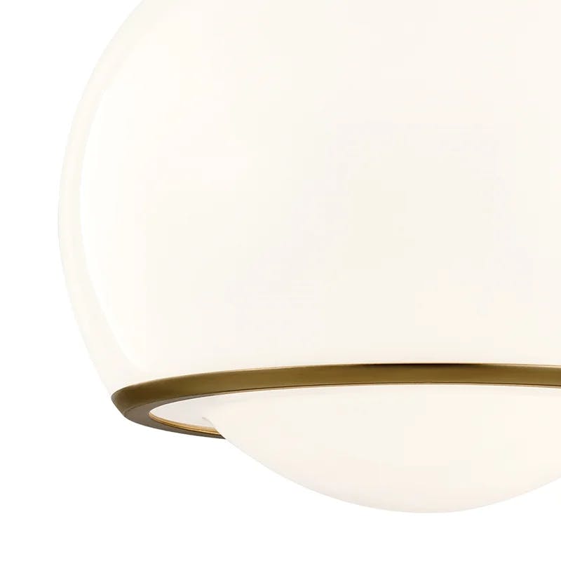Elegant Opal Glass Globe Pendant in Aged Brass