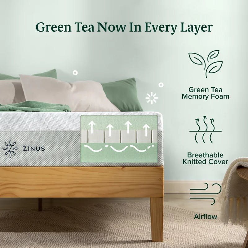 Green Tea Luxe 8" Twin Memory Foam Mattress with Ventilated Design