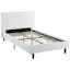Anya Twin White Upholstered Platform Bed with Wood Slat Support