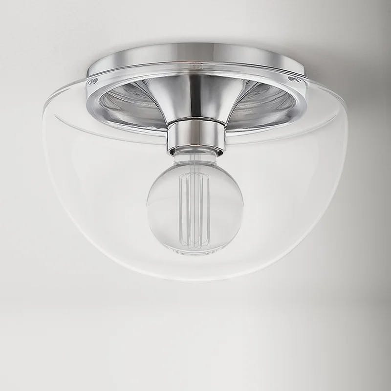 Alexi Polished Nickel 1-Light Indoor/Outdoor Clear Glass Flush Mount