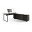 Charcoal Stained Ash Executive L-Shaped Desk with Glass Top