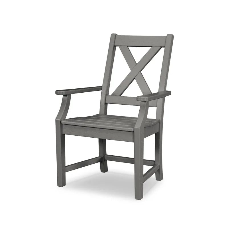 Braxton Slate Grey X-Back POLYWOOD Dining Arm Chair