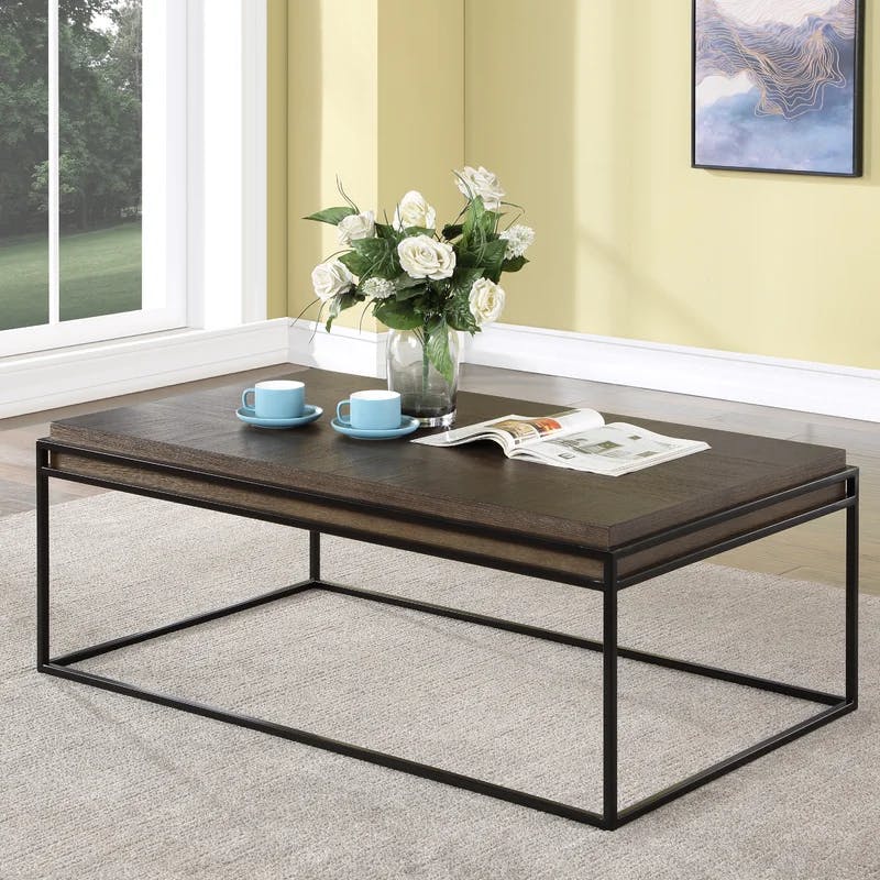 Arcadia Transitional Black & Brown Solid Wood Coffee Table with Storage