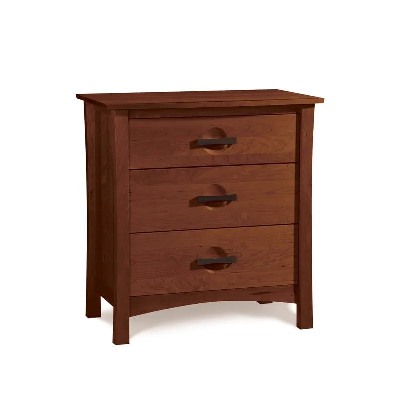 Berkeley Cognac Cherry 3-Drawer Solid Wood Dresser with Walnut Accents