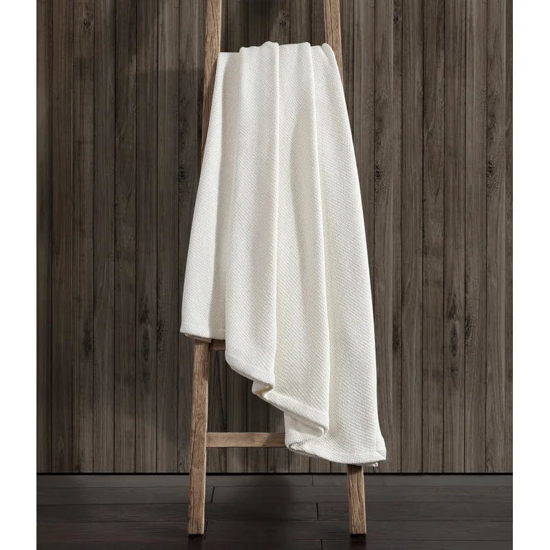 Ultra-Soft Cotton Twill Full/Queen Blanket in Textured White