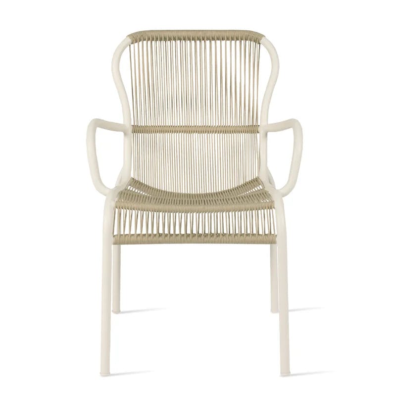Alsop Modern Beige & Stone White Aluminum Outdoor Dining Chair