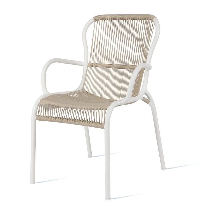 Alsop Modern Beige & Stone White Aluminum Outdoor Dining Chair