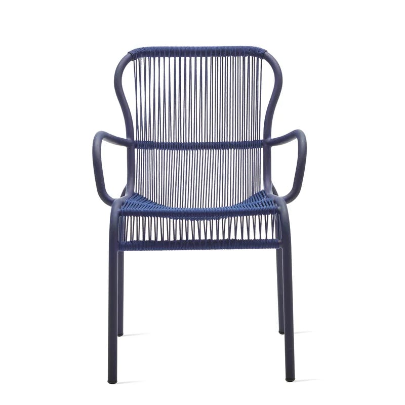 Indigo Loop Stacking Wicker Dining Armchair with Aluminum Frame