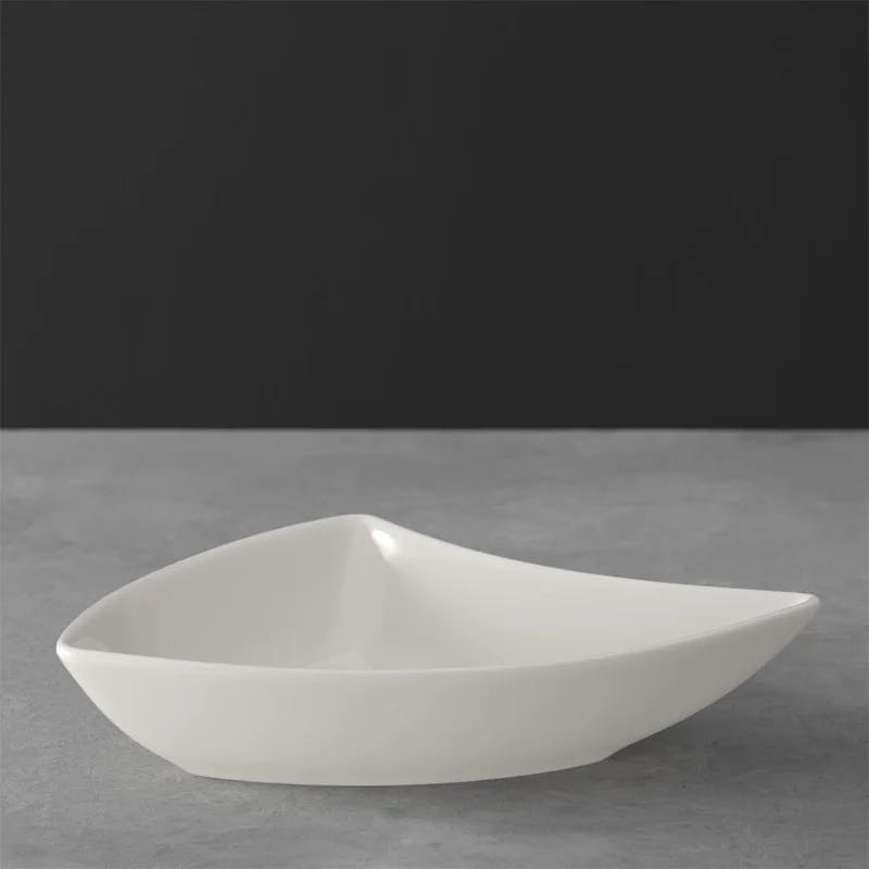 New Wave Move 5.5" White Ceramic Triangle Serving Plate