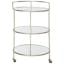 Dulcinea Transitional Silver Round Bar Cart with Mirrored Shelves