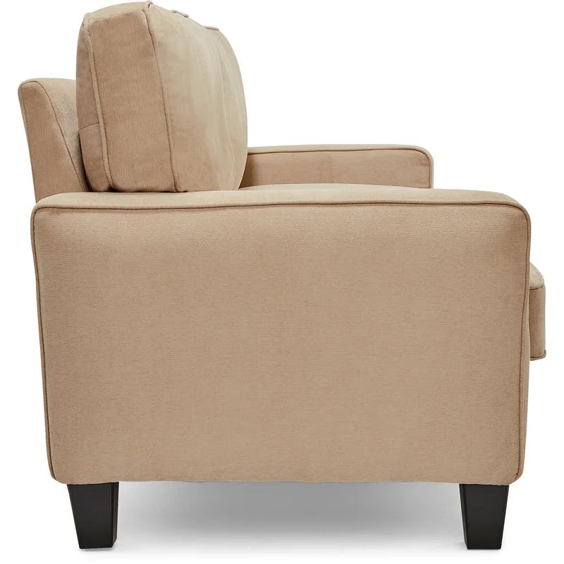 Compact Beige Microfiber Sleeper Sofa with Removable Cushions