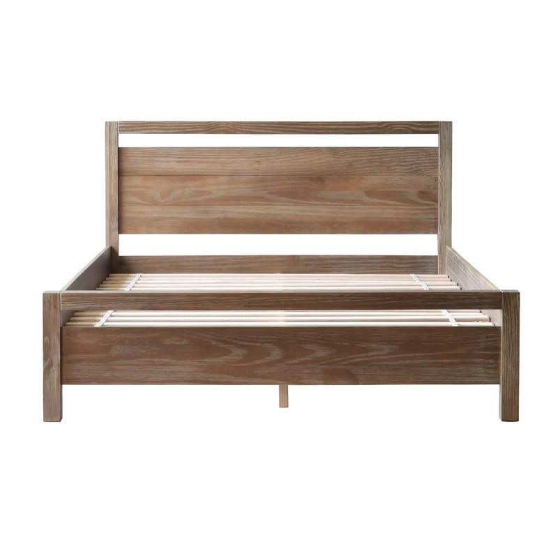 Loft Weathered Pine Solid Wood Full Platform Bed with Slats