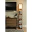 Rustic White LED Floor Lamp with Linen Shade and Storage Shelves