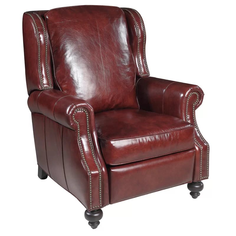 Elegant Balmoral Handcrafted Leather Recliner in Medium Brown