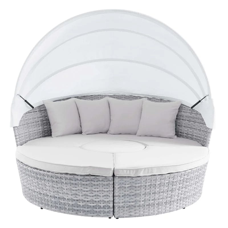 Scottsdale 71'' Light Gray White Synthetic Rattan Outdoor Canopy Daybed
