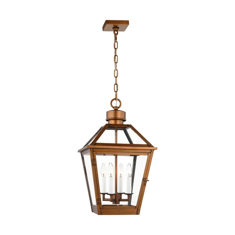 Hyannis 24" Classic Copper LED Outdoor Lantern with Glass Panels