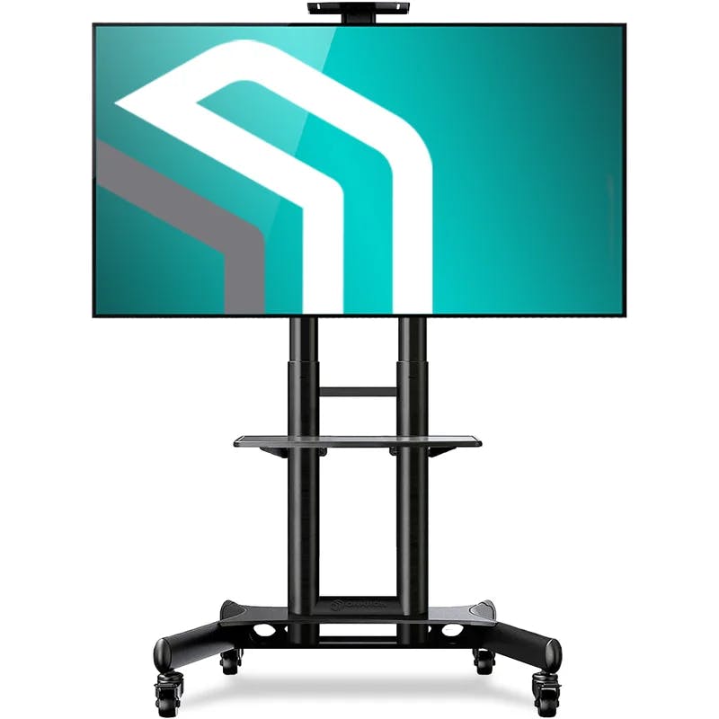 Adjustable Black SPCC Steel TV Cart for 32"-65" Screens with Integrated Cable Management