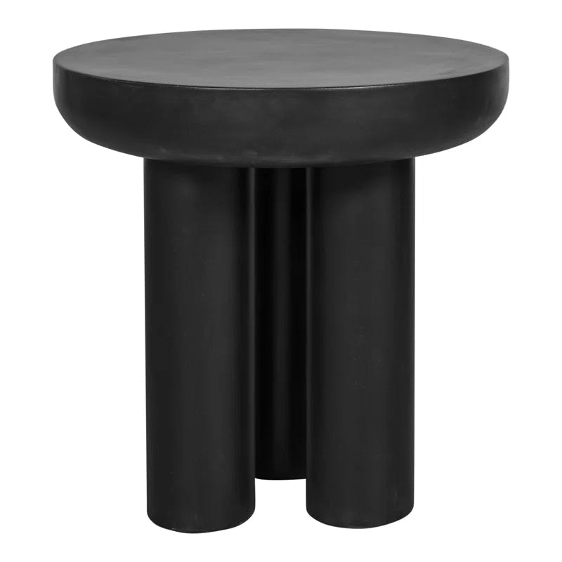 Rocca Contemporary Black Round Metal & Wood Side Table