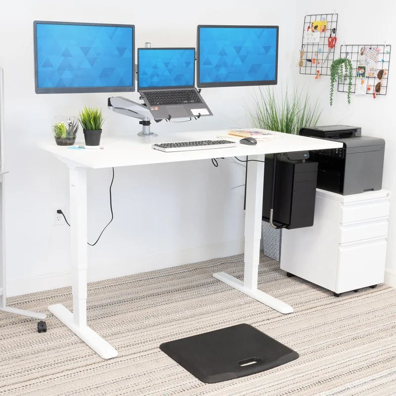 ElevatePro White Electric Adjustable Sit/Stand Desk with Touchscreen Control