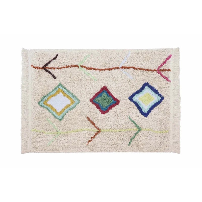 Handmade Tufted Mini Washable Wool-Cotton Rug in Multicolor