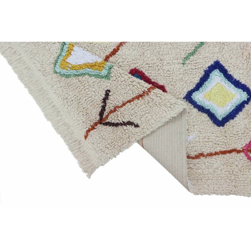 Handmade Tufted Mini Washable Wool-Cotton Rug in Multicolor