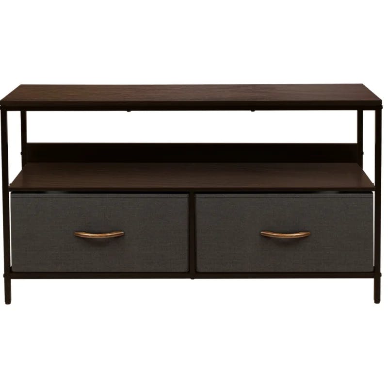 Sorbus 38.75'' Brown TV Stand with Foldable Fabric Drawers