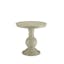 Elegant Antique White Round Pedestal End Table with Mirrored Glass Storage