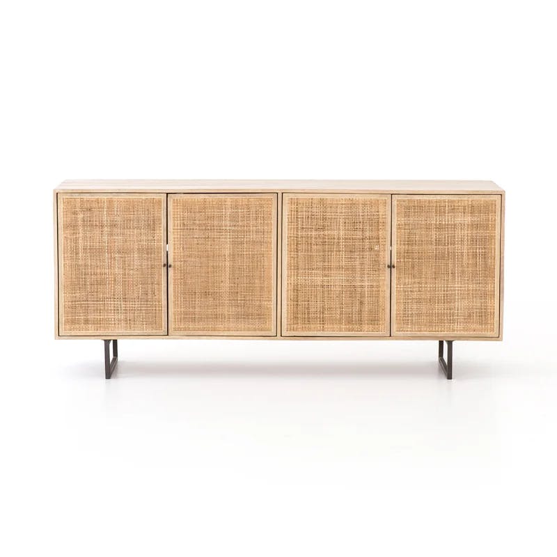 Carmel 72'' Natural Mango and Cane Sideboard with Gunmetal Legs