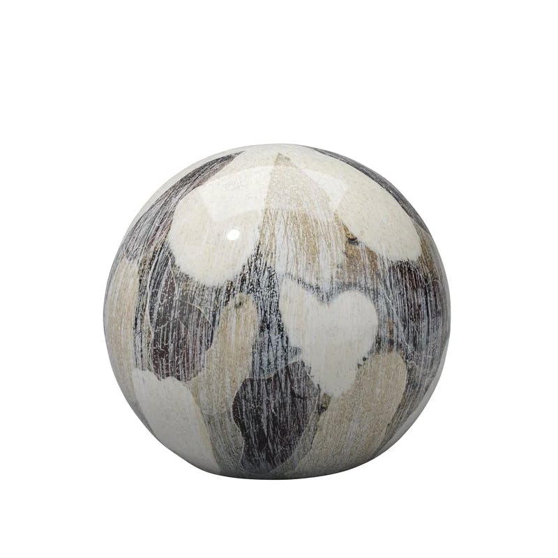 Sophisticated Cobblestone-Inspired Cream and Black Ceramic Orb