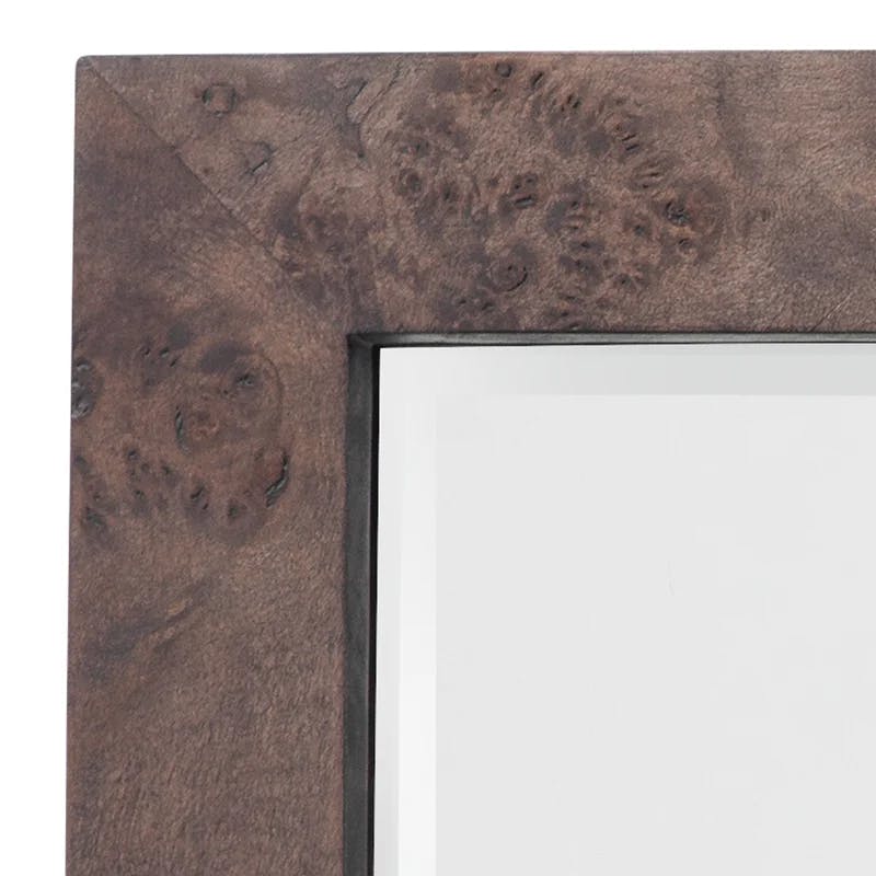 Chandler Transitional Charcoal Burl Wood Rectangular Wall Mirror