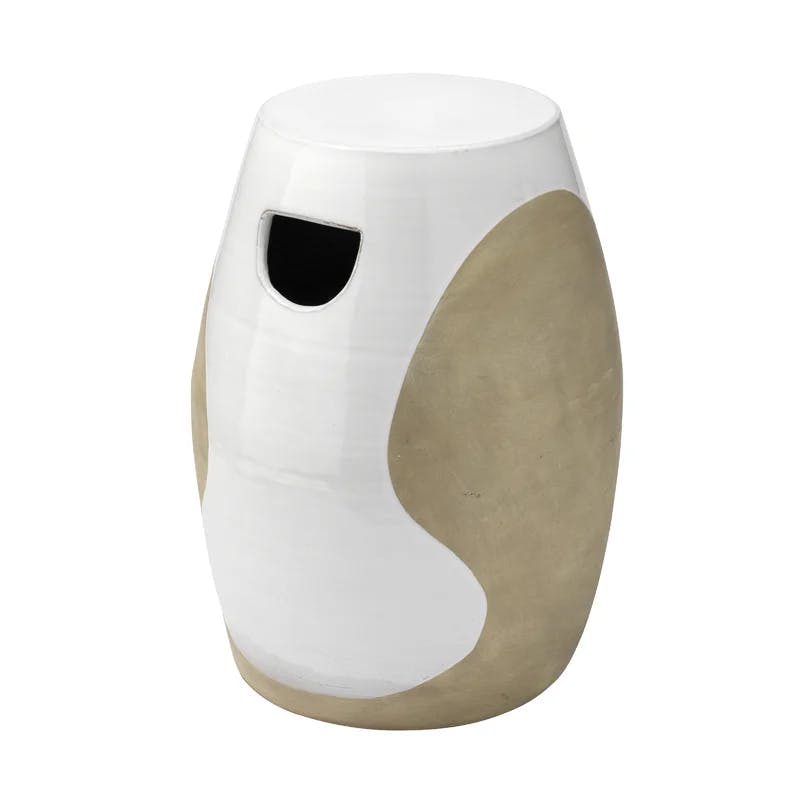 Hillside Hand-Fired Ceramic White Drum End Table