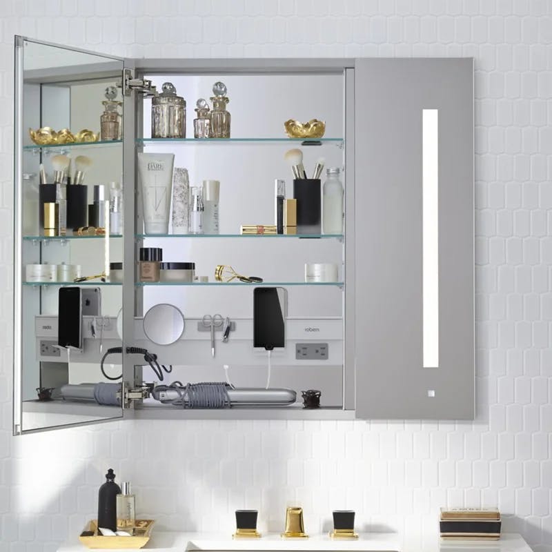 Sleek 40" Rectangular Frameless Medicine Cabinet with LED and Bluetooth