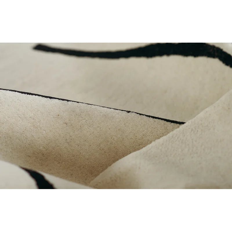 Ivory Geometric Hand-Tufted Wool Rectangular Rug - 2' x 3'