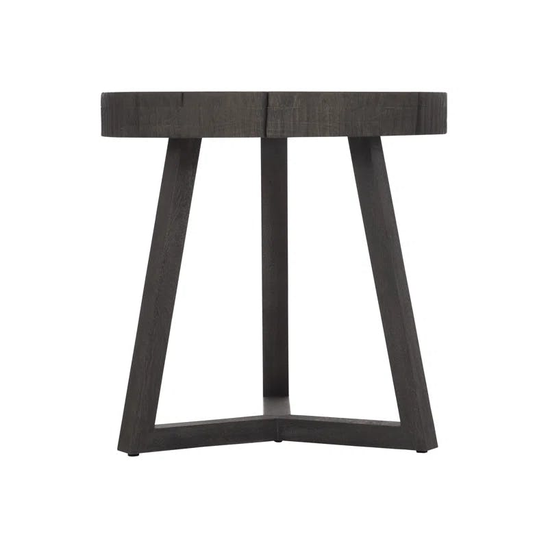 Lanita 24" Black Transitional Round Wood Side Table