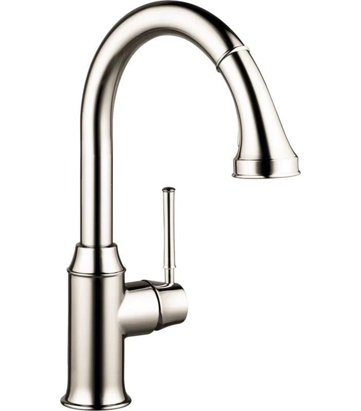 Talis C 15" High Arc Nickel Finish Kitchen Faucet with Pull-Out Spray