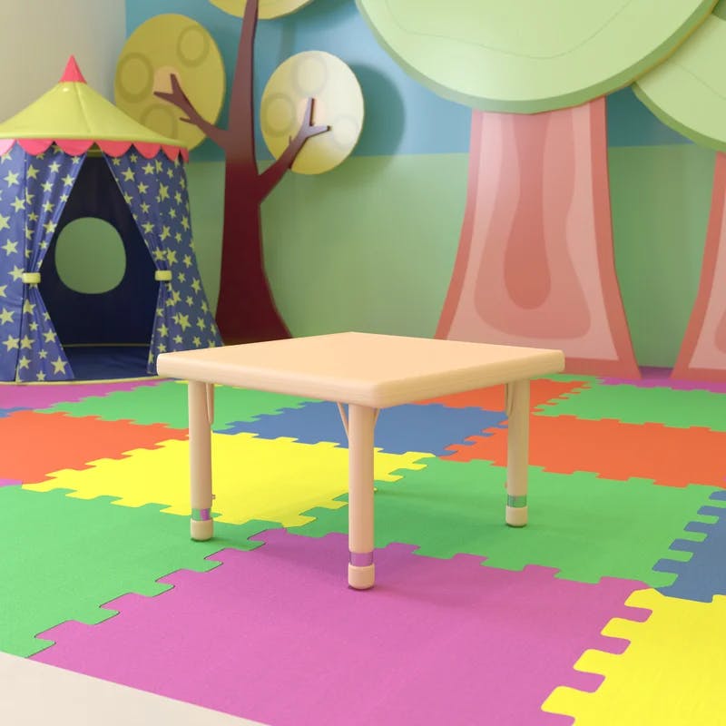 Natural Square Plastic Adjustable Kids Activity Table 24"