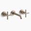 Purist Vibrant Brushed Bronze Double Handle Wall-Mount Bathroom Faucet