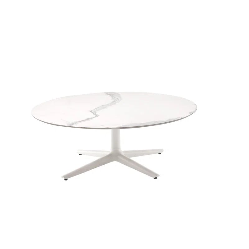 Antonio Citterio 46" White Marble Round Low Coffee Table