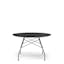 Casual 46" Black Marble Round Dining Table with Steel Cross Legs