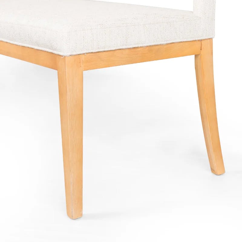 Sara 70'' Smoked Drift Oak Upholstered Dining Bench in Oatmeal
