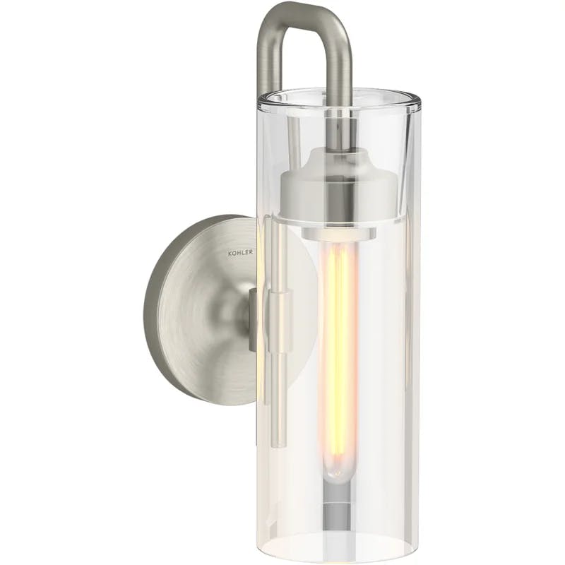 Purist Minimalist Brushed Nickel Wall Sconce with Rounded Glass Shade