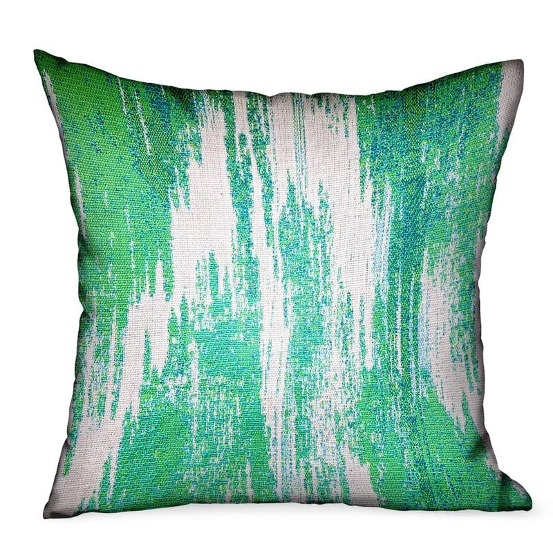 Luxe Green Avalanche Ikat 16" Square Outdoor Throw Pillow
